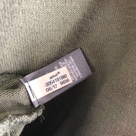 Aerie Just Add Leggings Olive Green Long Sleeve Top Back Ties Oversized Size S - Picture 5 of 5